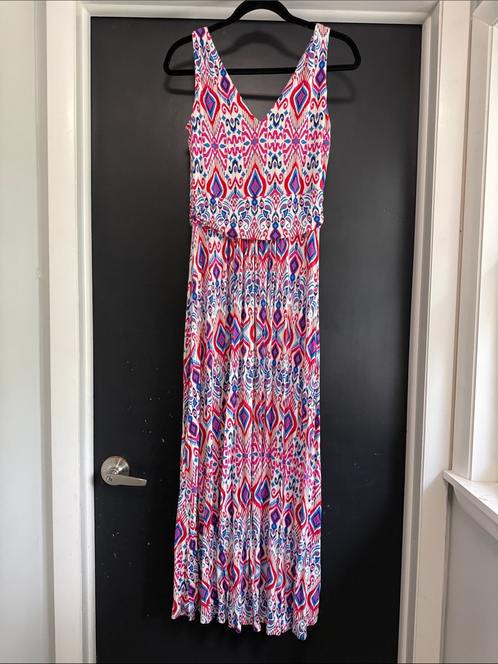 Boden Multicolor Ikat Print Maxi Dress - Pink, Blue, White